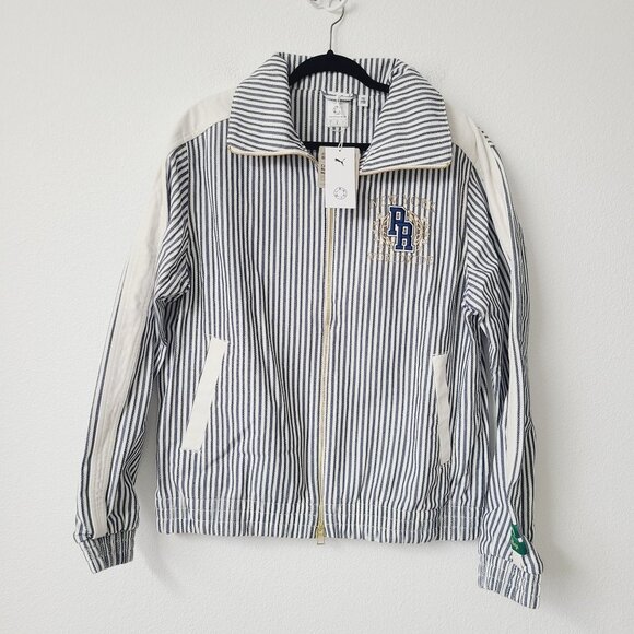 Puma x Rhuigi Striped Summer Jacket 620884-56 Size L Inky Blue
